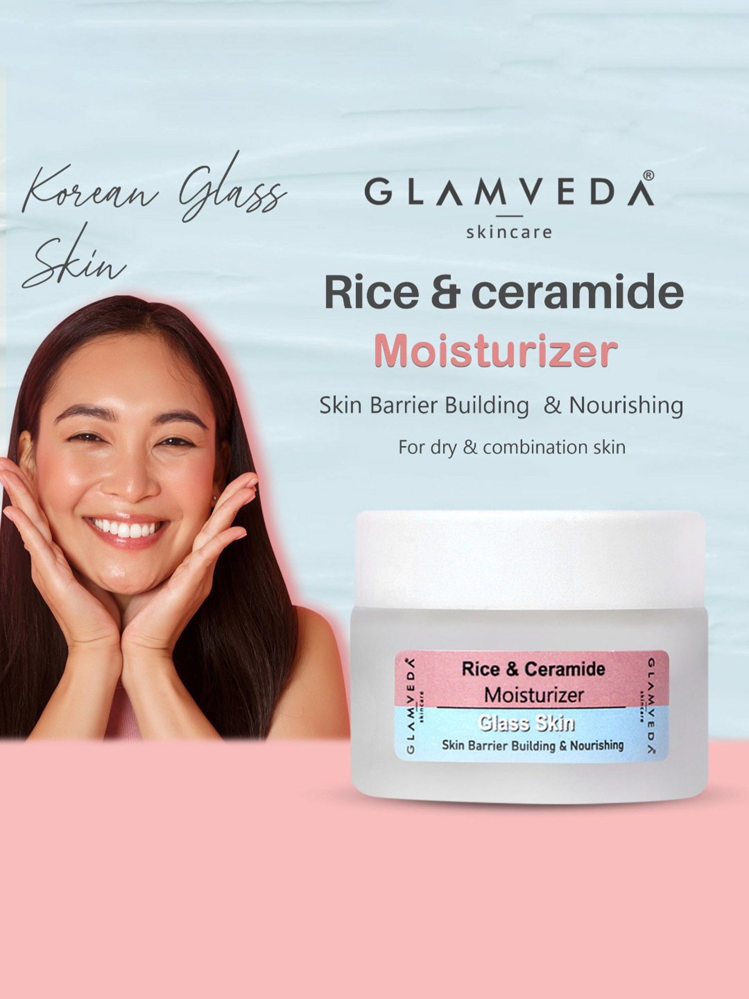 Glamveda Glass Skin Rice & Ceramide Moisturizer - 50 ml