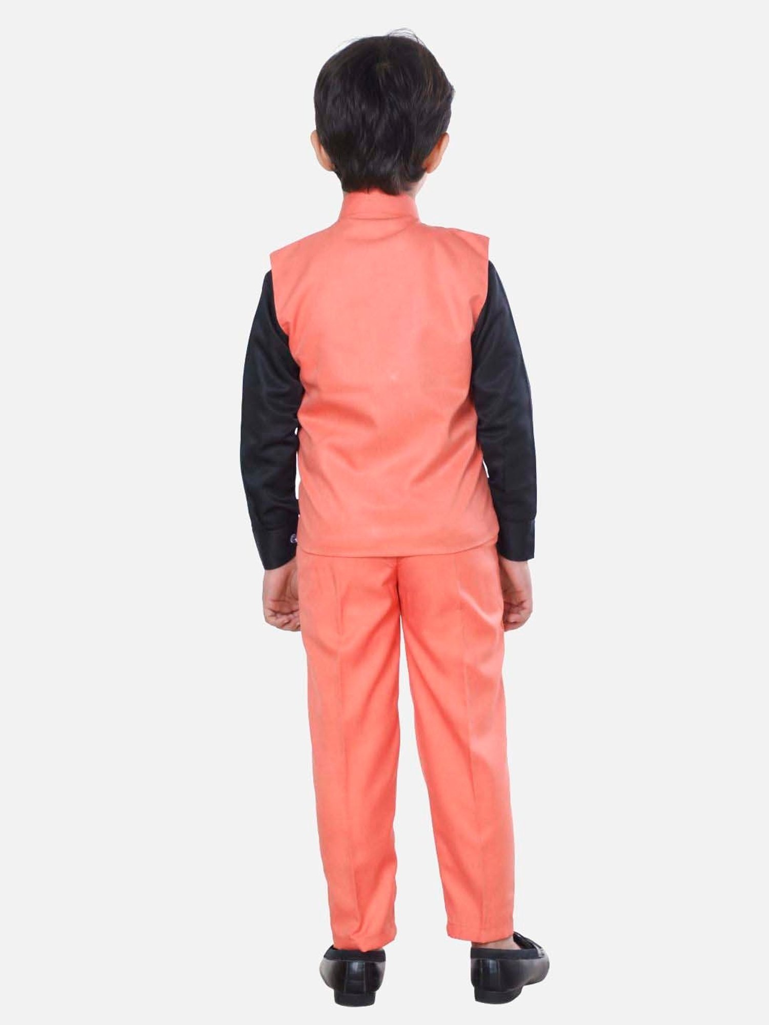 Fourfolds Boys Pink Solid Full Sleeves Clothing Set