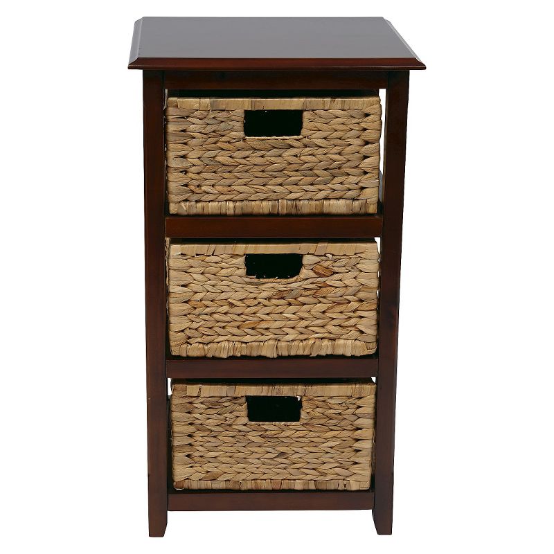 Seabrook ThreeTier Storage Unit With Espresso and Natural Baskets - OSP Home Furnishings