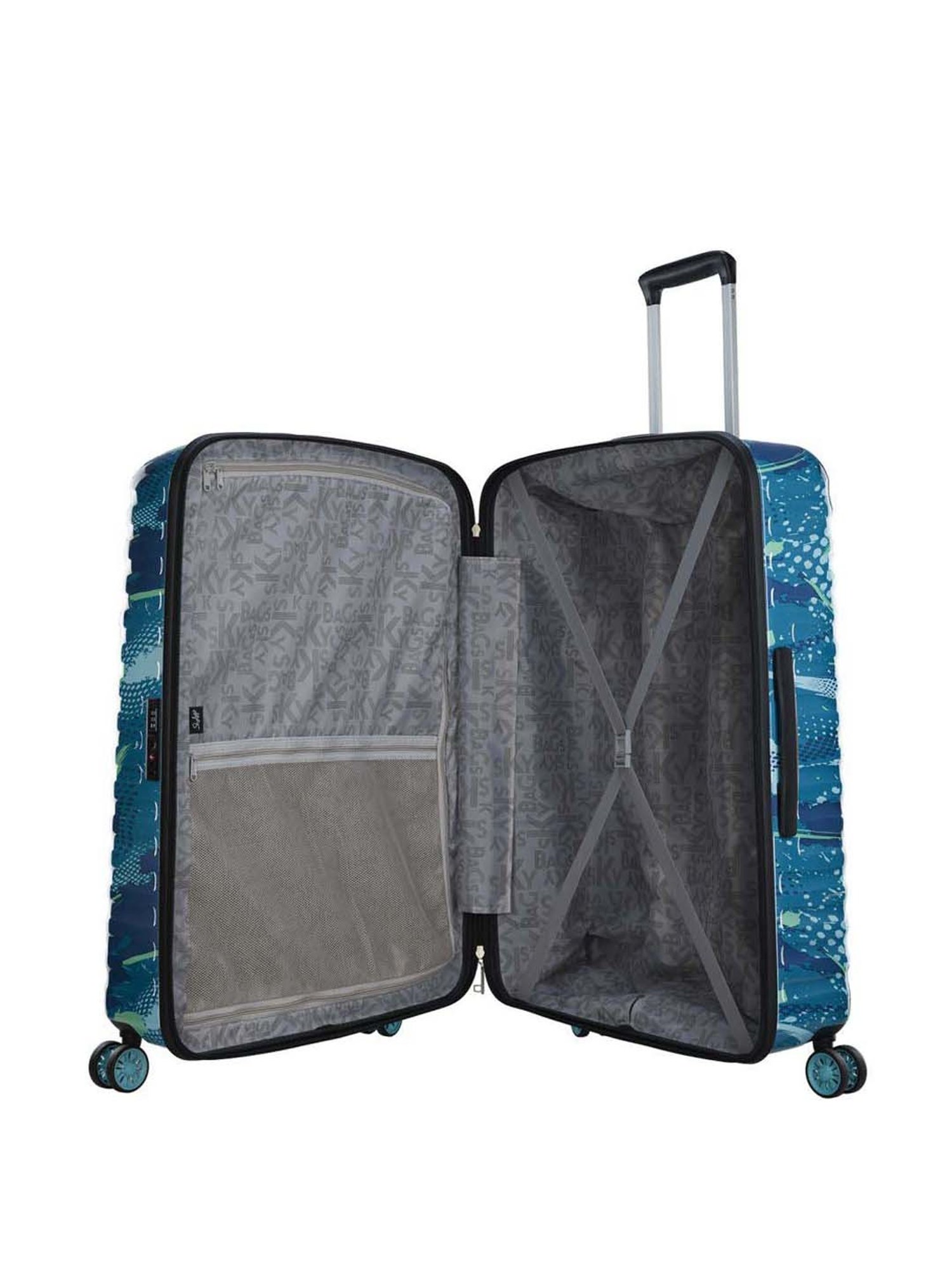 Skybags Camoflex Blue & Green Printed Hard Medium Trolley Bag - 47 cm