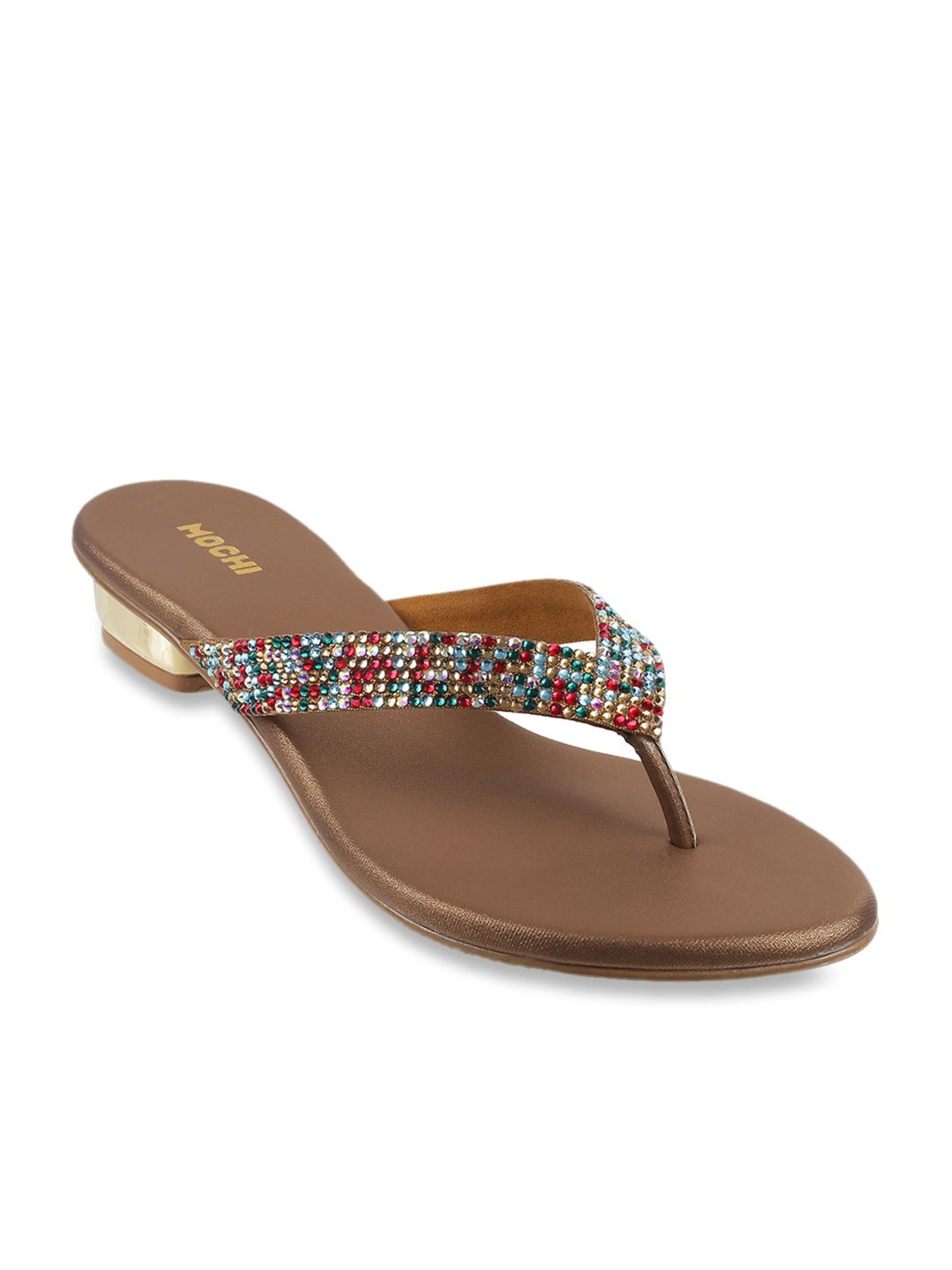Mochi Women's Antique Gold Thong Sandals