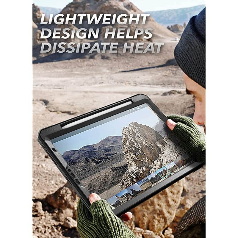 UB Pro Series Case for iPad Pro 129 2020 Support Apple Pencil Charging with Builtin Screen Protector FullBody Rugged Kickstand Protective Case for iPad Pro 129 inch 2020 Release Black