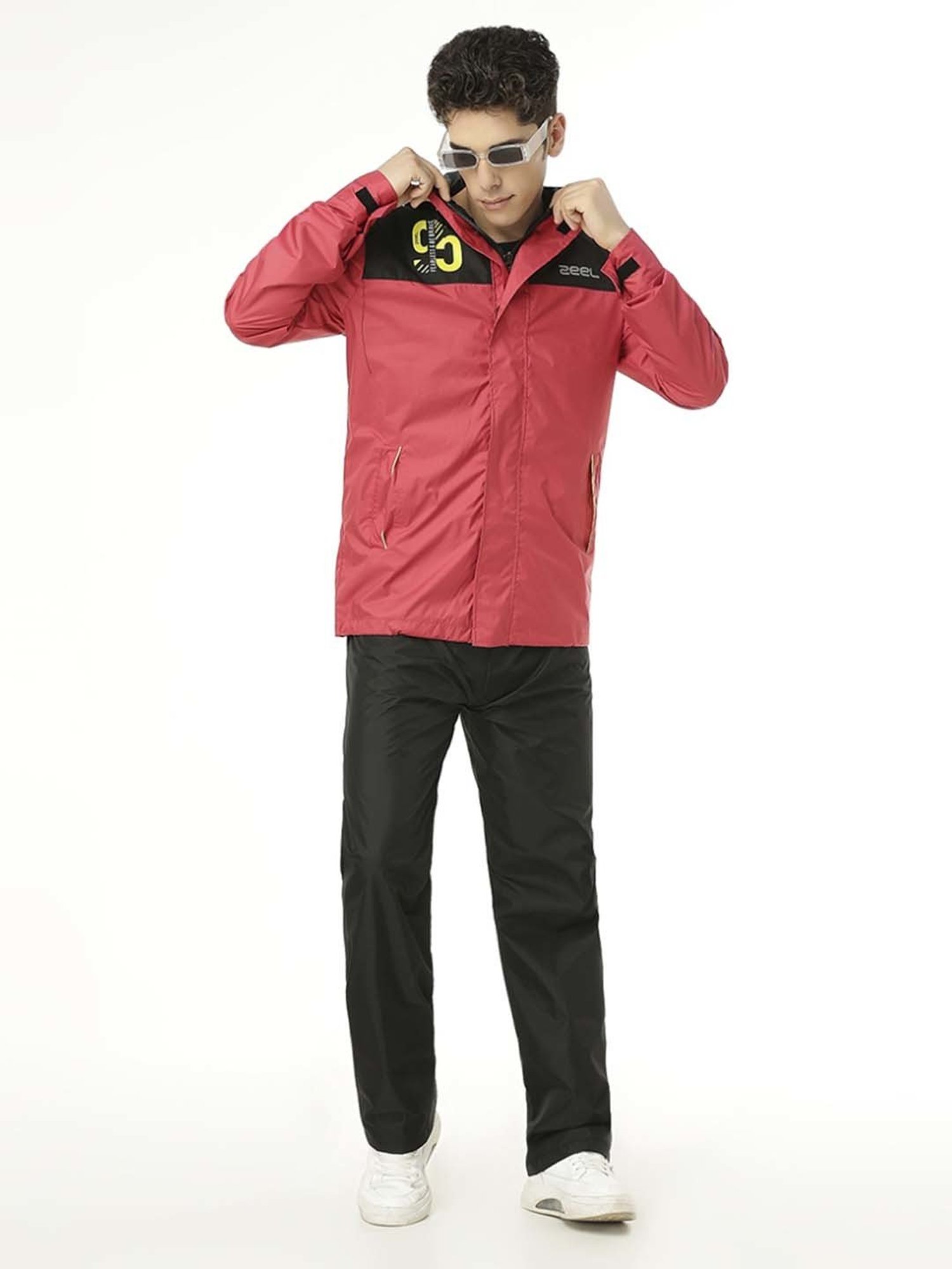 Zeel Black & Red Raincoat Set