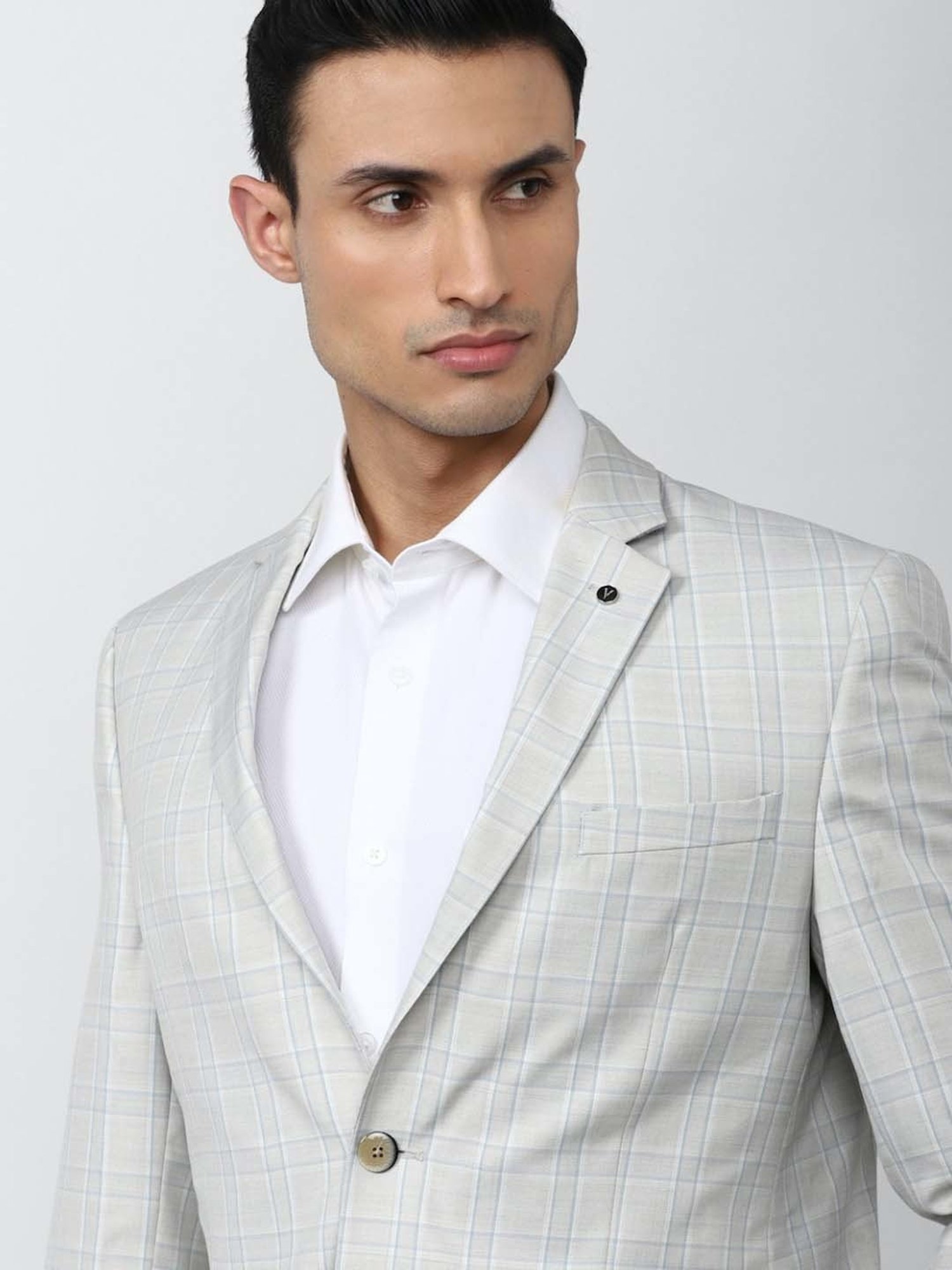 Van Heusen Grey Slim Fit Checks Blazer