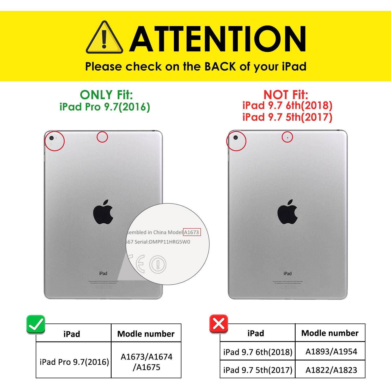 jetech case for apple ipad pro 9.7-inch (2016 model), smart cover auto wake/sleep, black