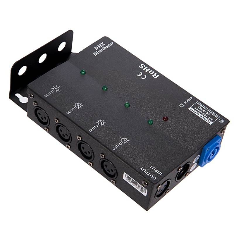 4 Way Isolated DMX Splitter Amplifier Distributor with 3-Pin Outputs