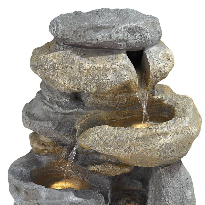 Chatsworth Two Tier Solar On Demand Fountain with Weathered Stone - Smart Solar