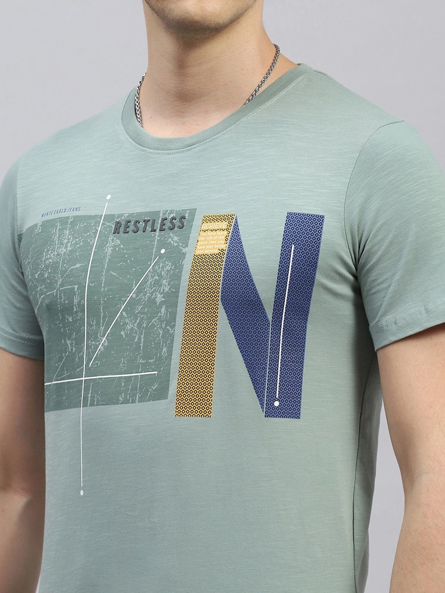 Monte Carlo Green Regular Fit Printed T-Shirt