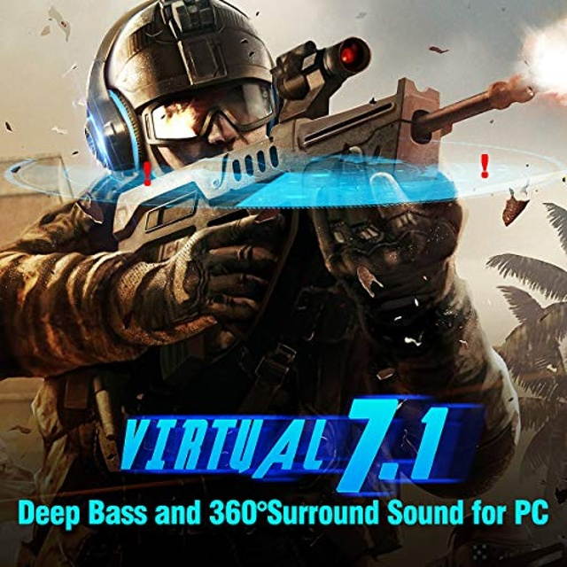 Beexcellent USB Gaming Headset for PC,7.1 Surround Sound PC Headset with Noise Canceling Mic Volume Control LED Light for Laptops