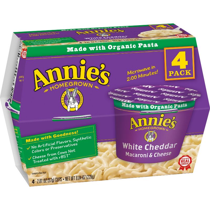 Annie's White Cheddar Microwavable Macaroni & Cheese Cup 4 ct