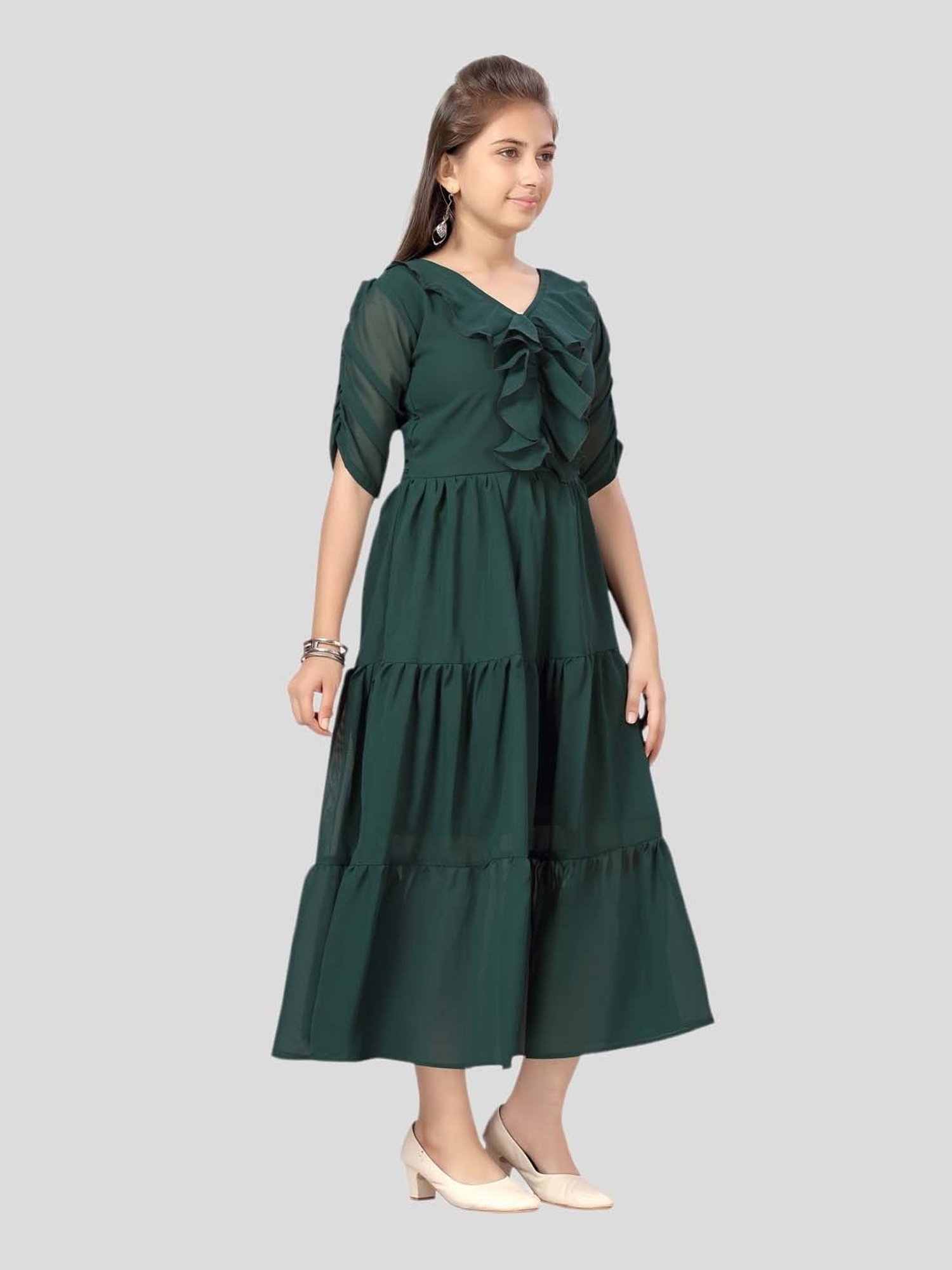 Aarika Kids Green Flared Fit Gown
