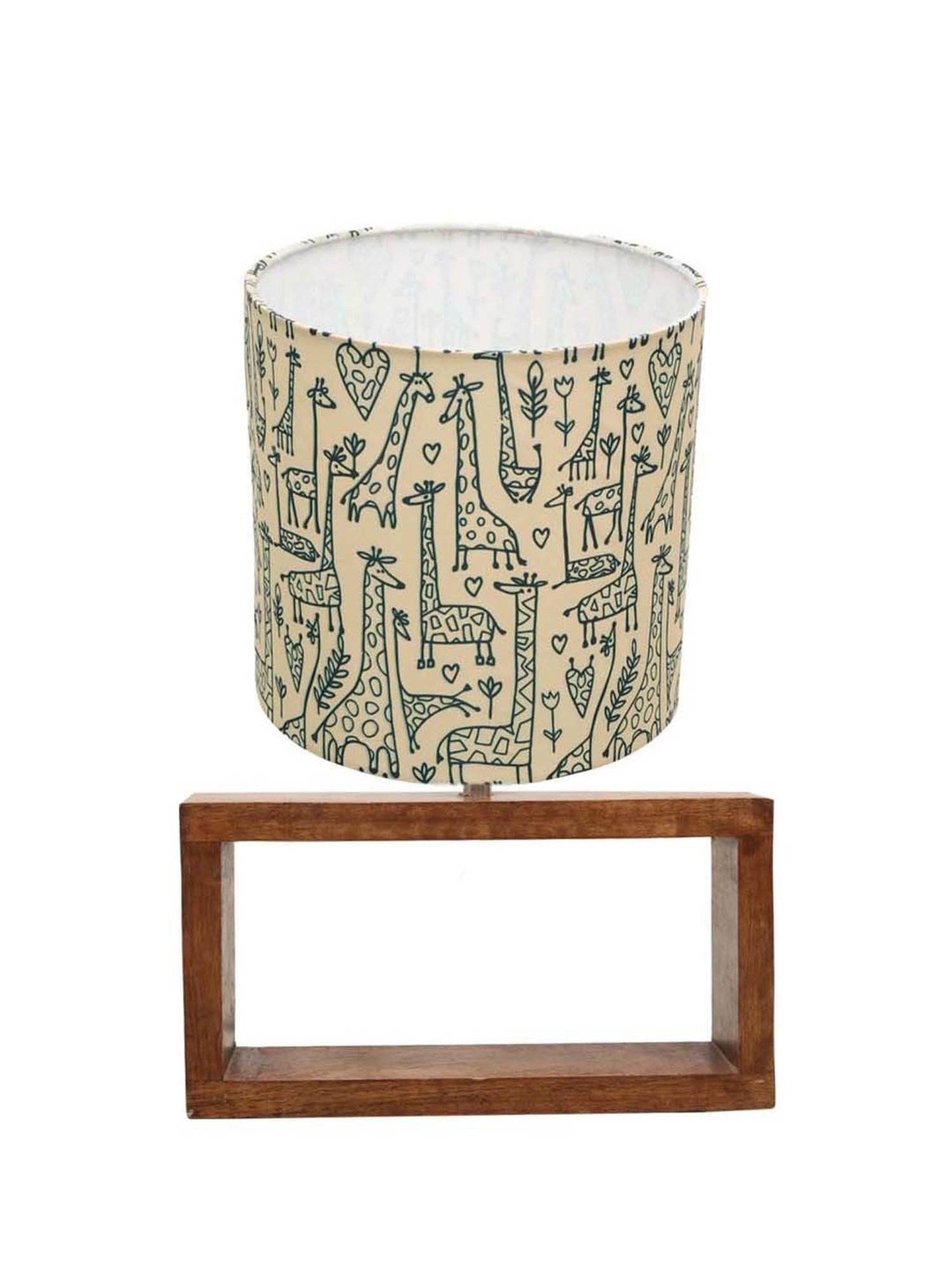 Homesake Off-White & Brown Wood Bedside Desk Nightstand Table Lamp