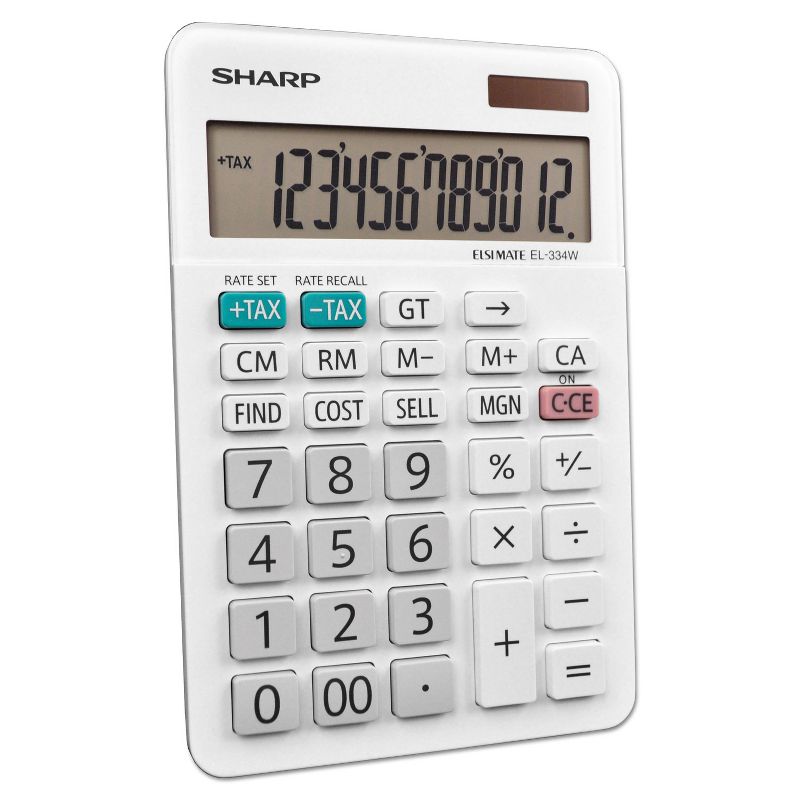 Sharp EL-334W Large Desktop Calculator 12-Digit LCD EL334W