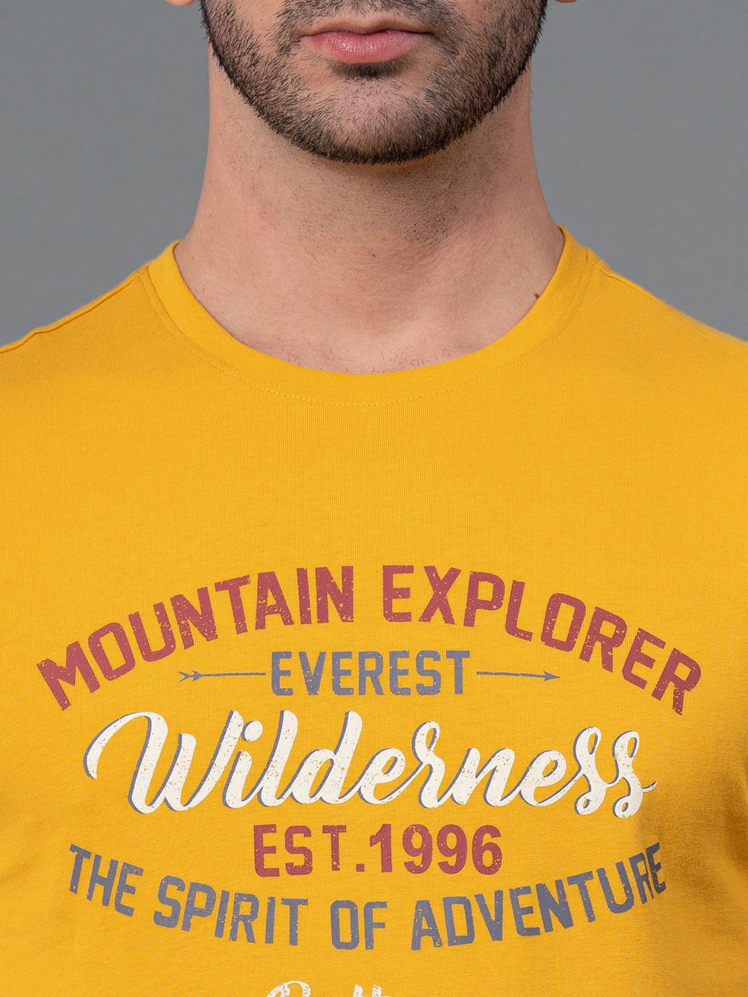 Red Tape Yellow Regular Fit Graphic Print Cotton Crew T-Shirt