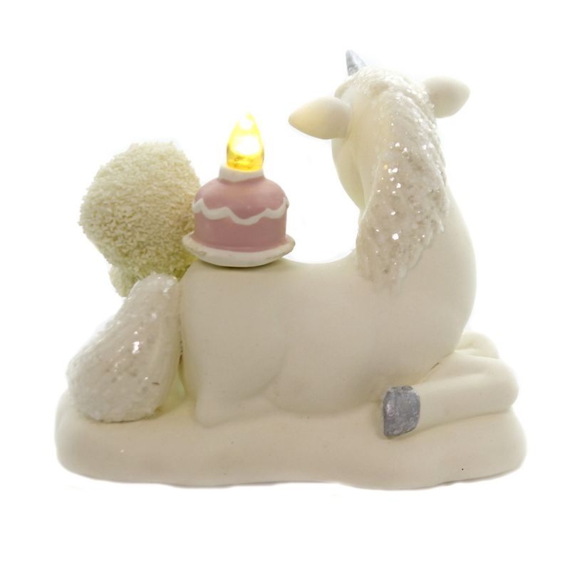 Dept 56 Snowbabies 3.5" Happy As A Unicorn Eating Cake Candle Lights Birthday  -  Decorative Figurines
