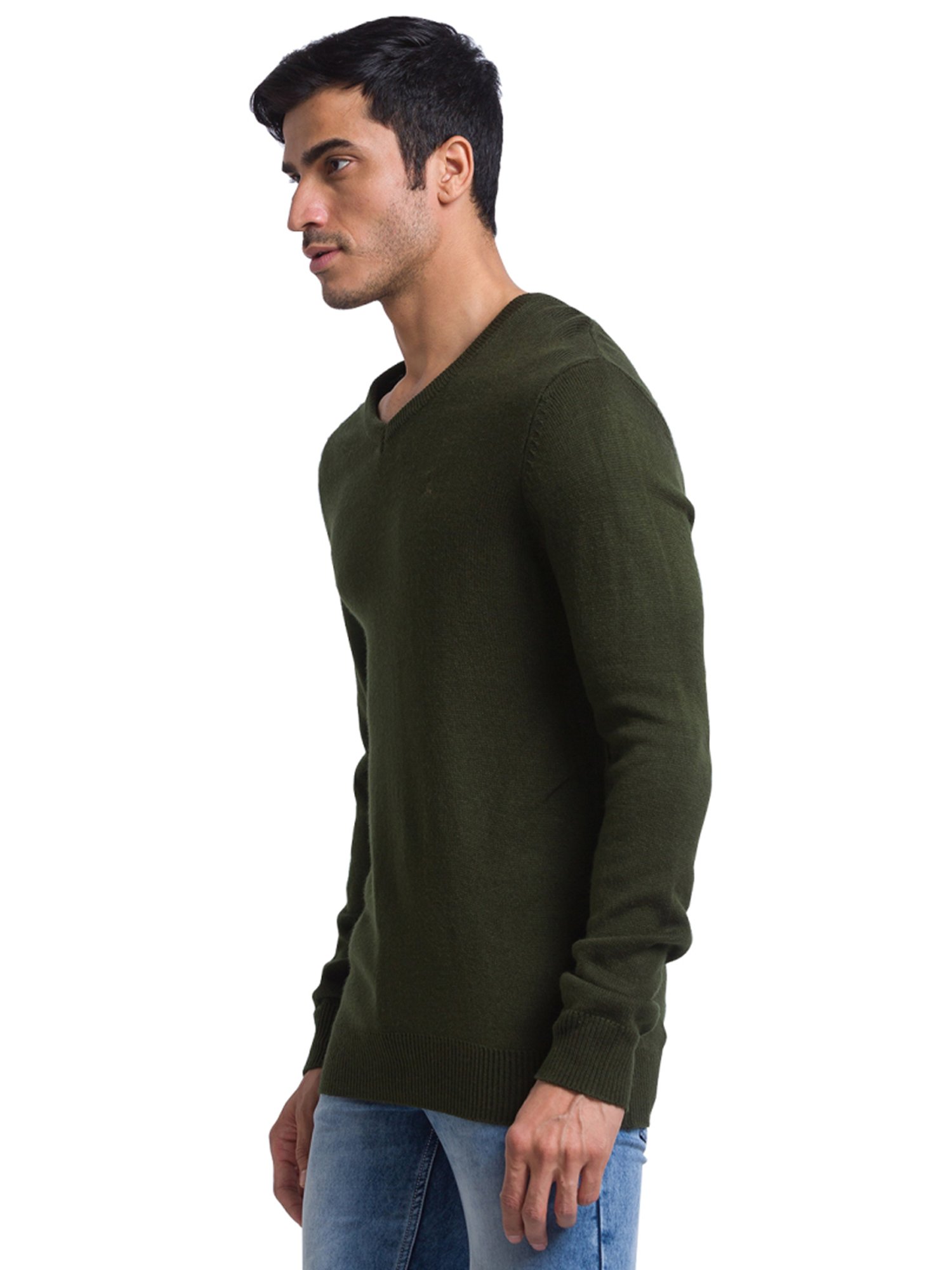 Parx Green Regular Fit Sweaters
