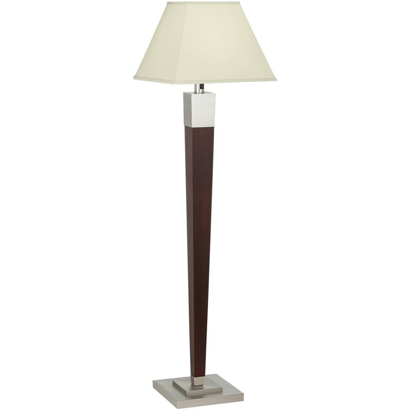 360 Lighting Tapered Column Wood and Brushed Nickel Floor Lamp