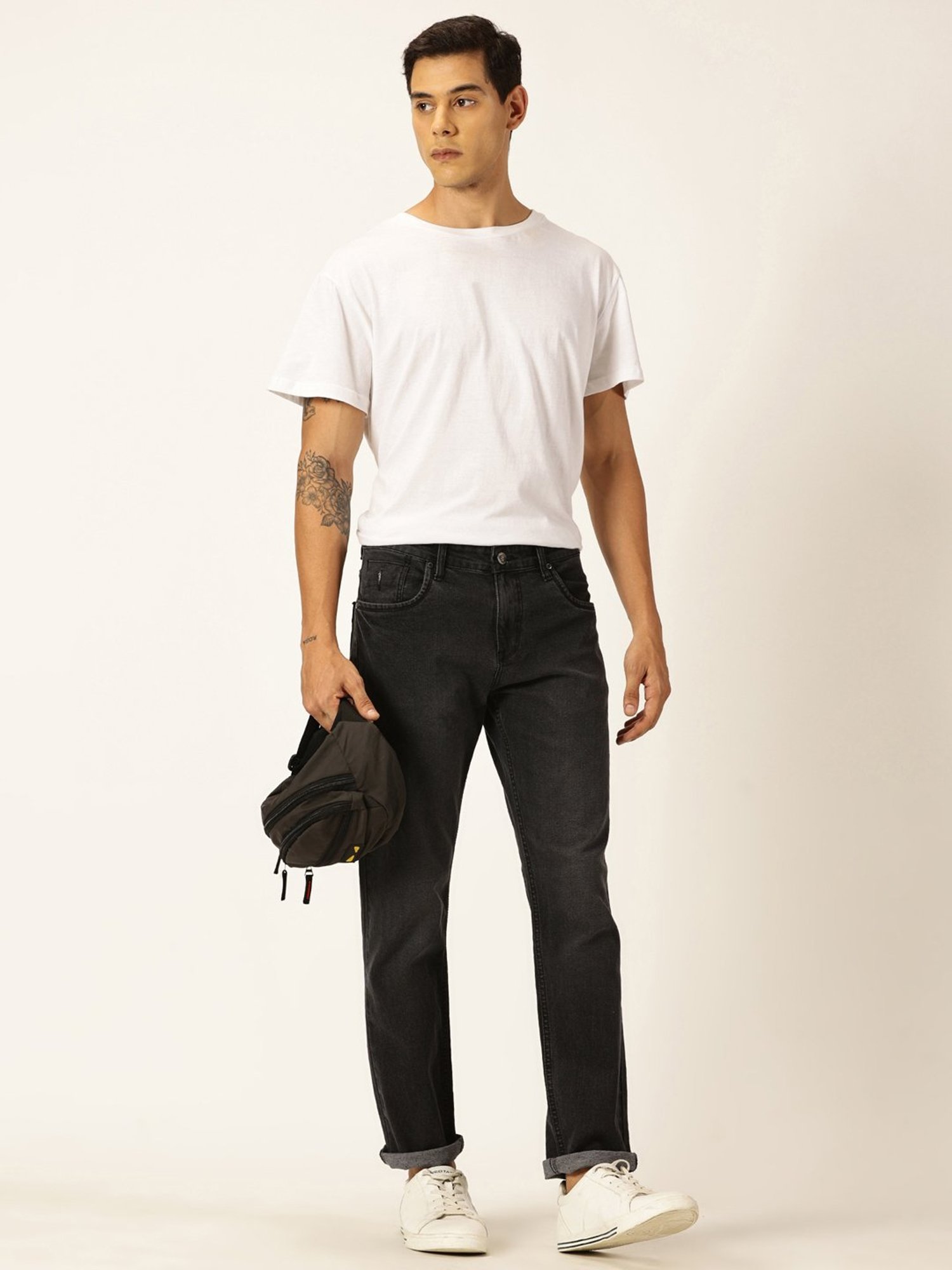 Thomas Scott Black Slim Fit Lightly Washed Jeans