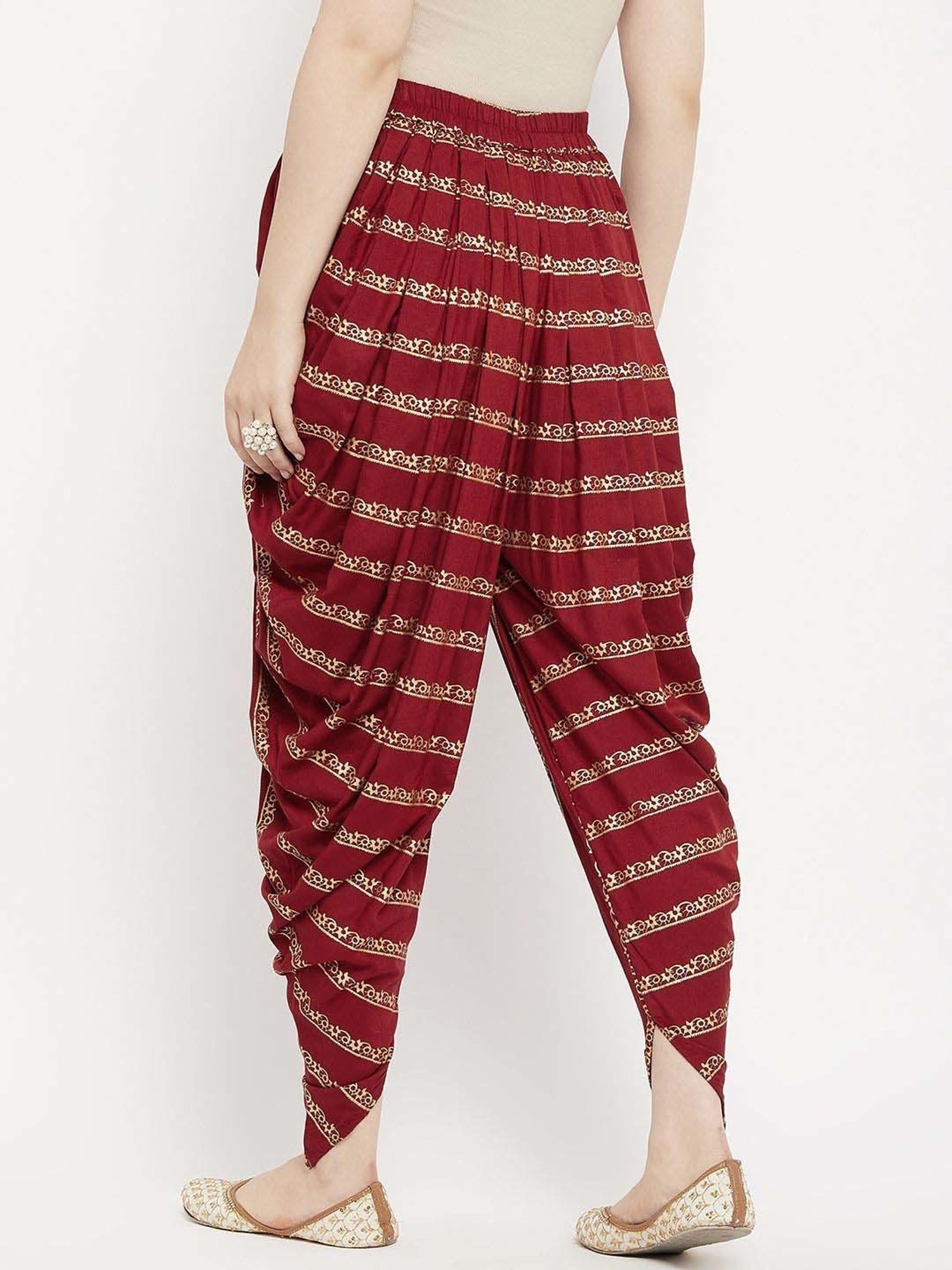 Castle Maroon Printed Dhoti Pants