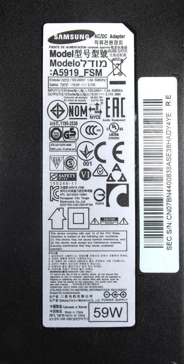Original OEM SAMSUNG 59W AC Adapter for Samsung LU28H750UQNXZA QLED UHD Monitor