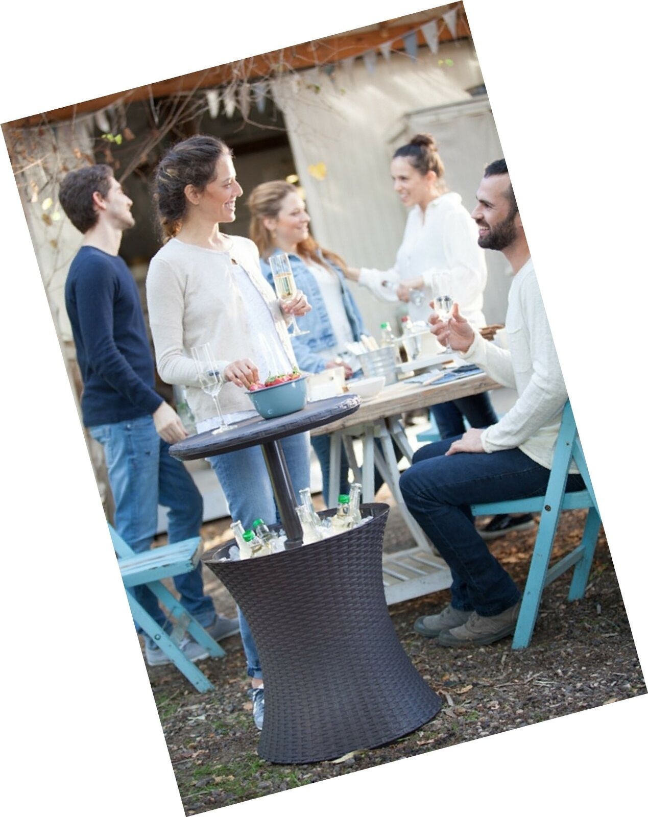 Keter Pacific Cool Bar Outdoor Patio Furniture and Hot Tub Side Table with 7....