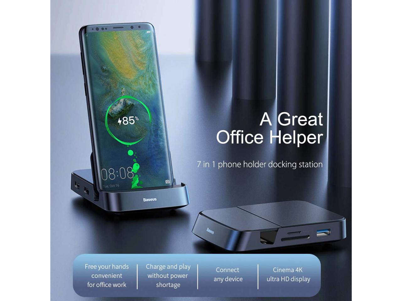 Baseus 15W 7 in 1 Type C HUB Docking Station For Samsung S10 for Dex Pad Station USB To HDMI Dock Power Adapter