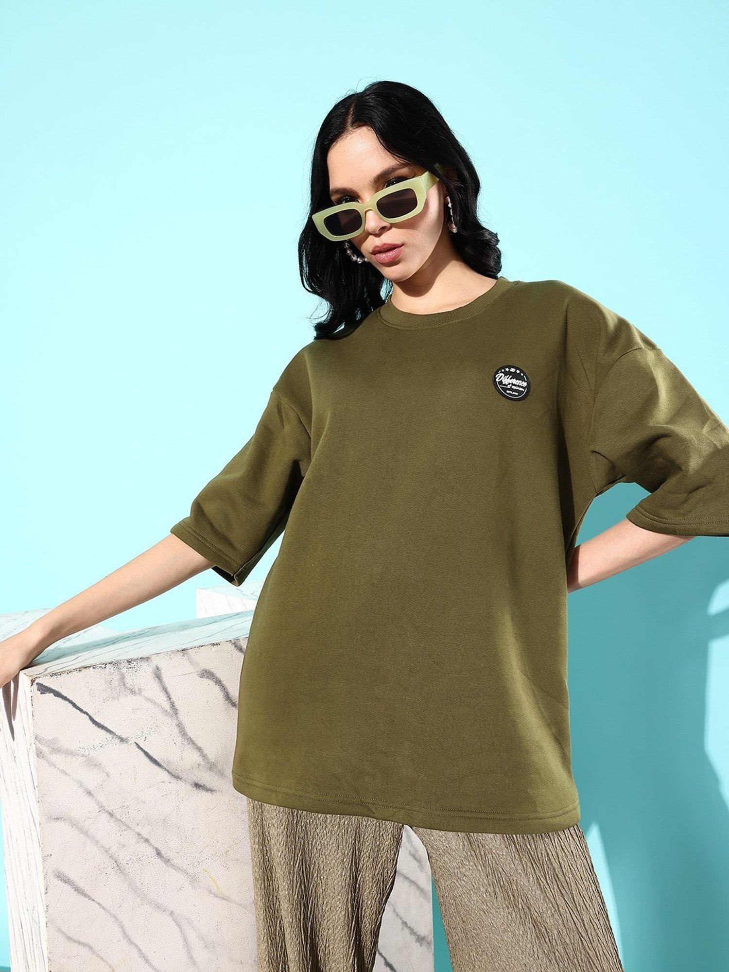 Difference of Opinion Olive Fleece Oversized Sweatshirt