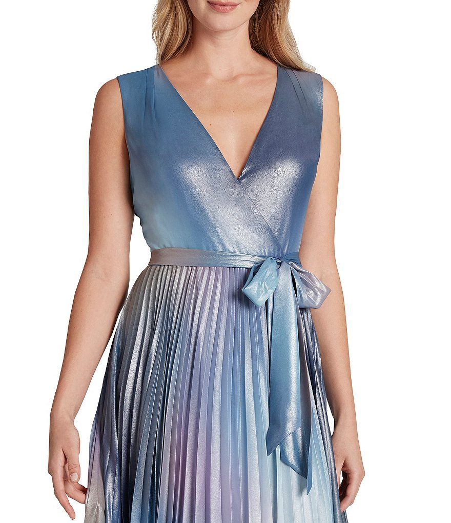 Jkara Chiffon Popover Beaded V-Neck 3/4 Capelet Sleeve Gown