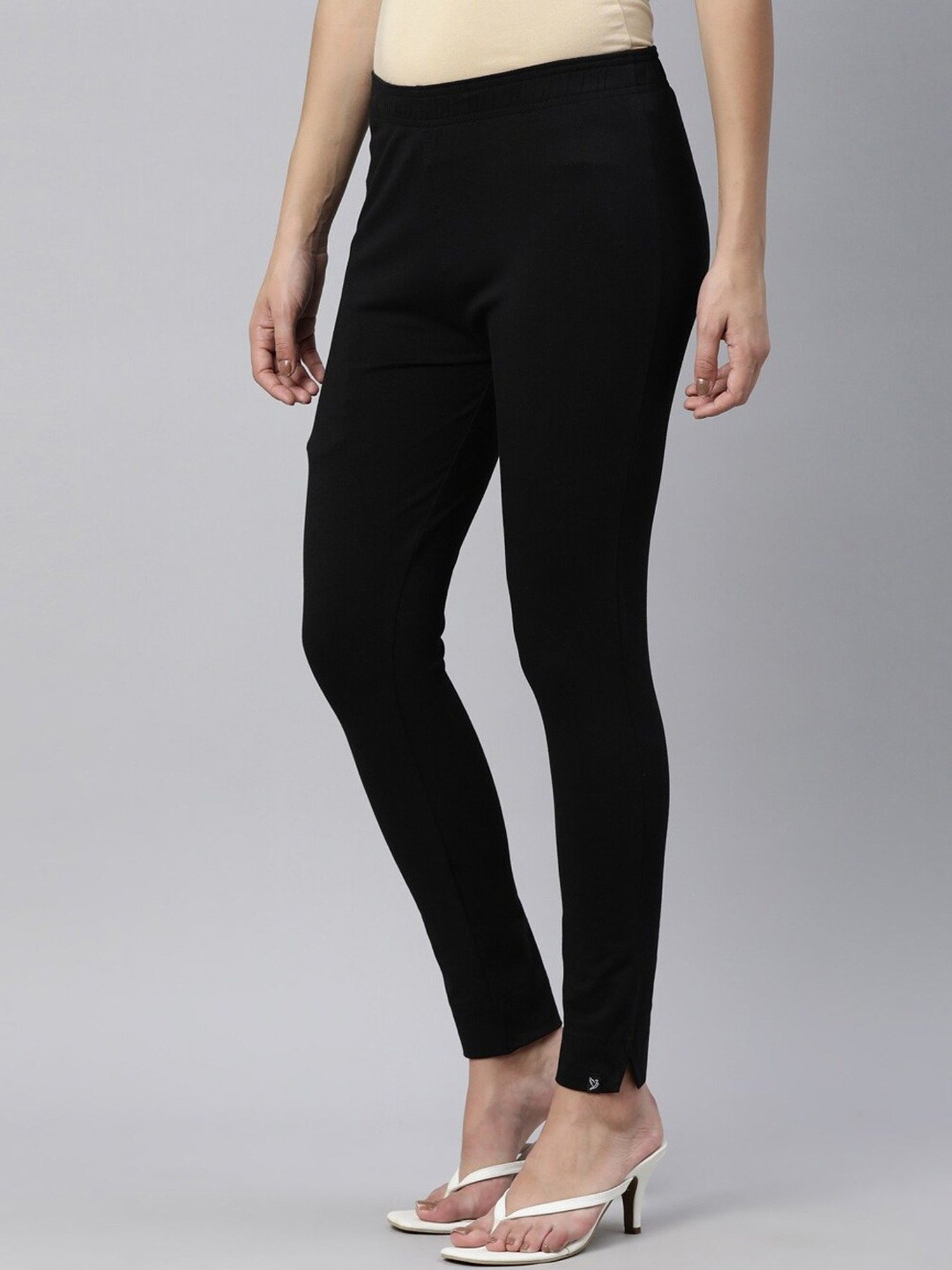 TWIN BIRDS Black Cotton Leggings