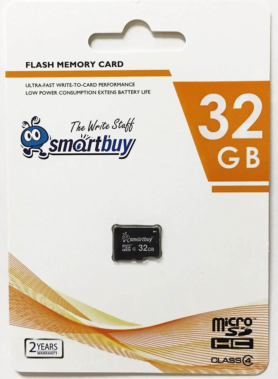 Smartbuy 32GB Micro SDHC Class 4 TF Flash Memory Card SD HC C4 Fast Speed for Camera Mobile Phone Tab GPS MP3 TV