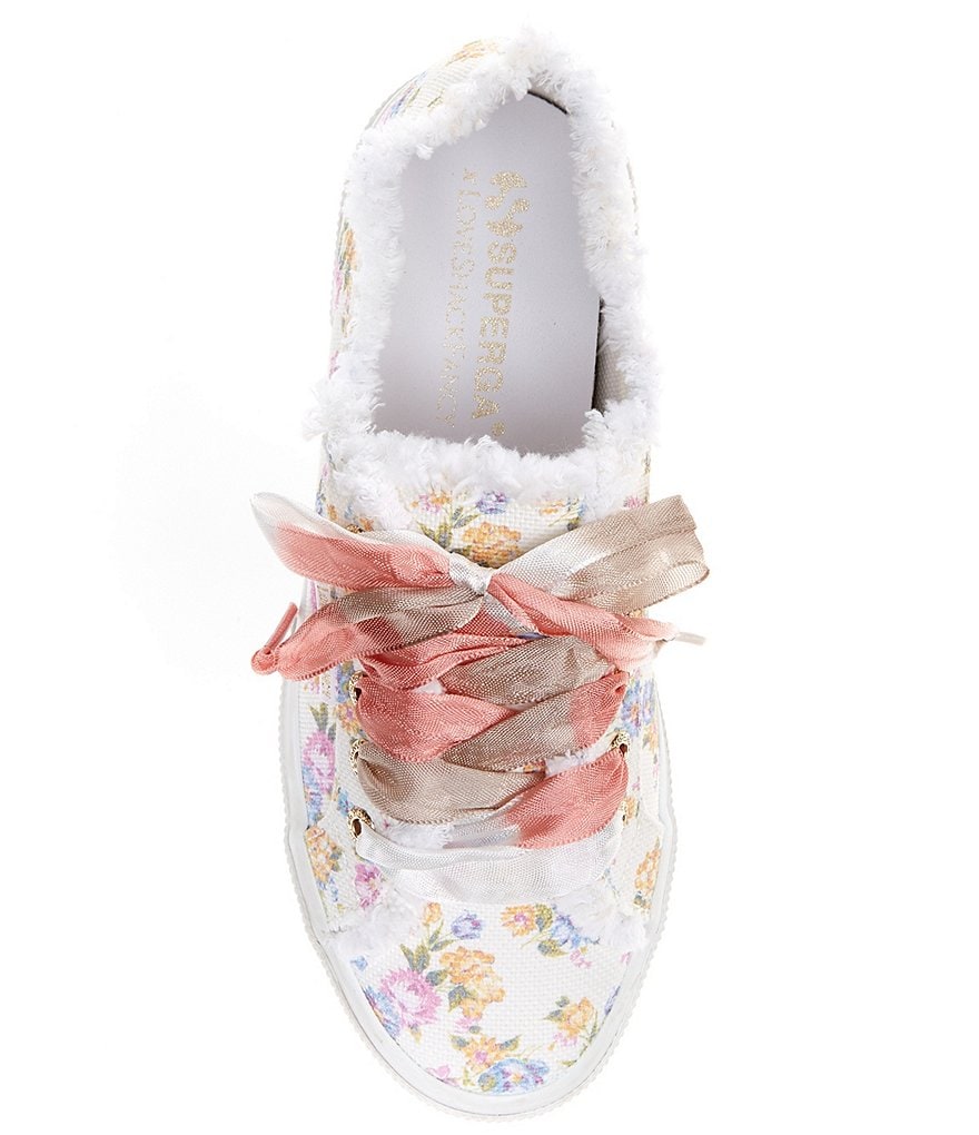 Superga x LoveShackFancy 2750 Flowers Fringed Distressed Sole Sneakers