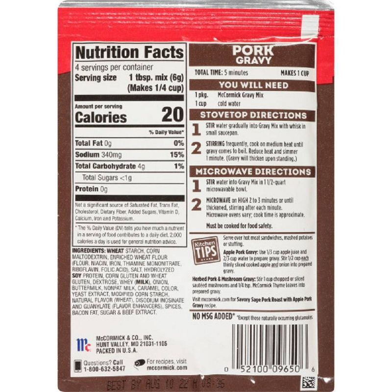 McCormick Pork Gravy Mix .87oz