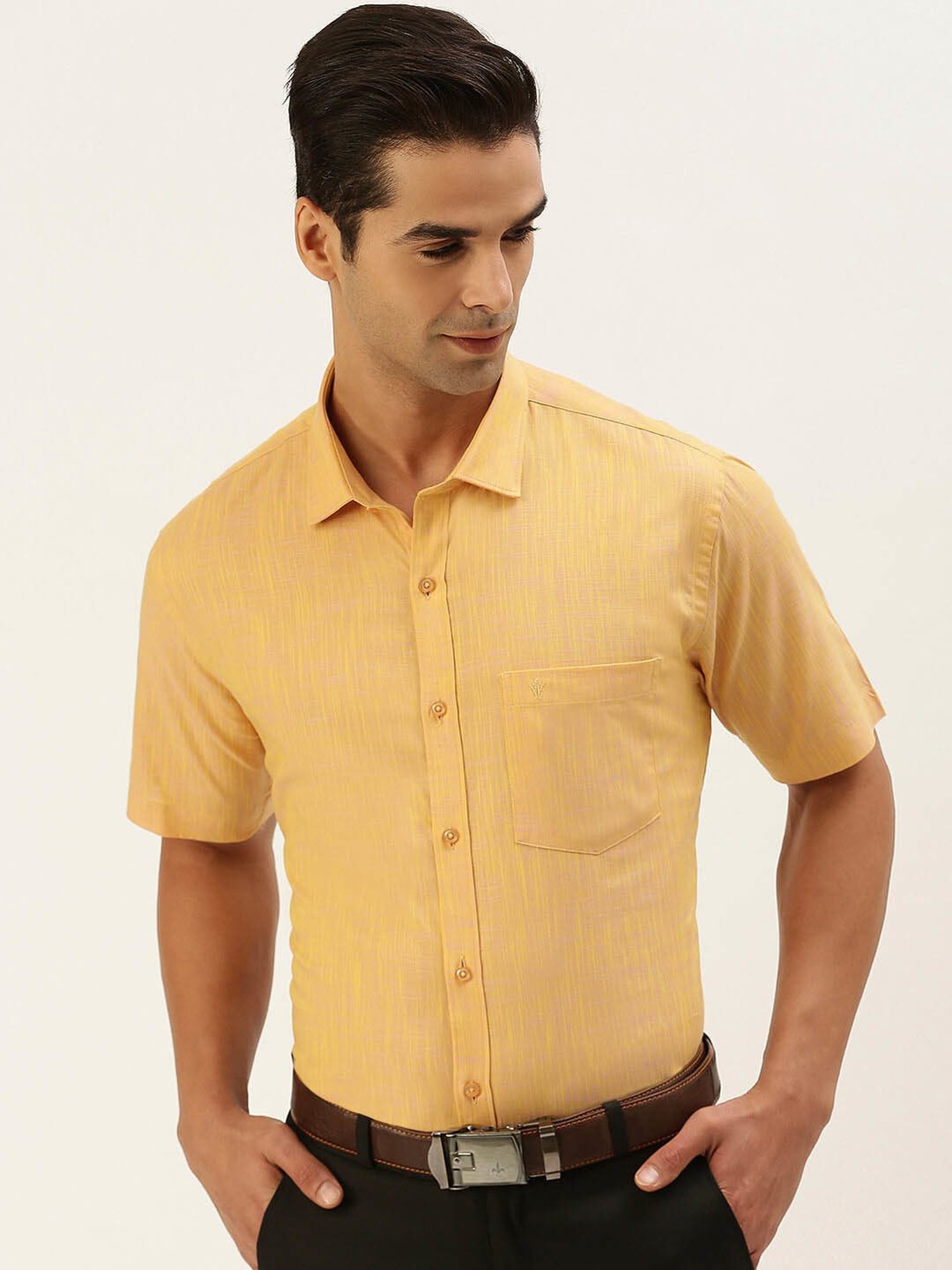 Ramraj Orange Cotton Regular Fit Shirt
