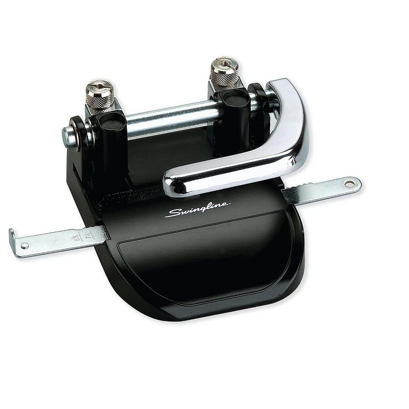 Swingline 40-Sheet Heavy-Duty Steel Two-Hole Punch 1/4" Holes Steel Black/Chrome 74060
