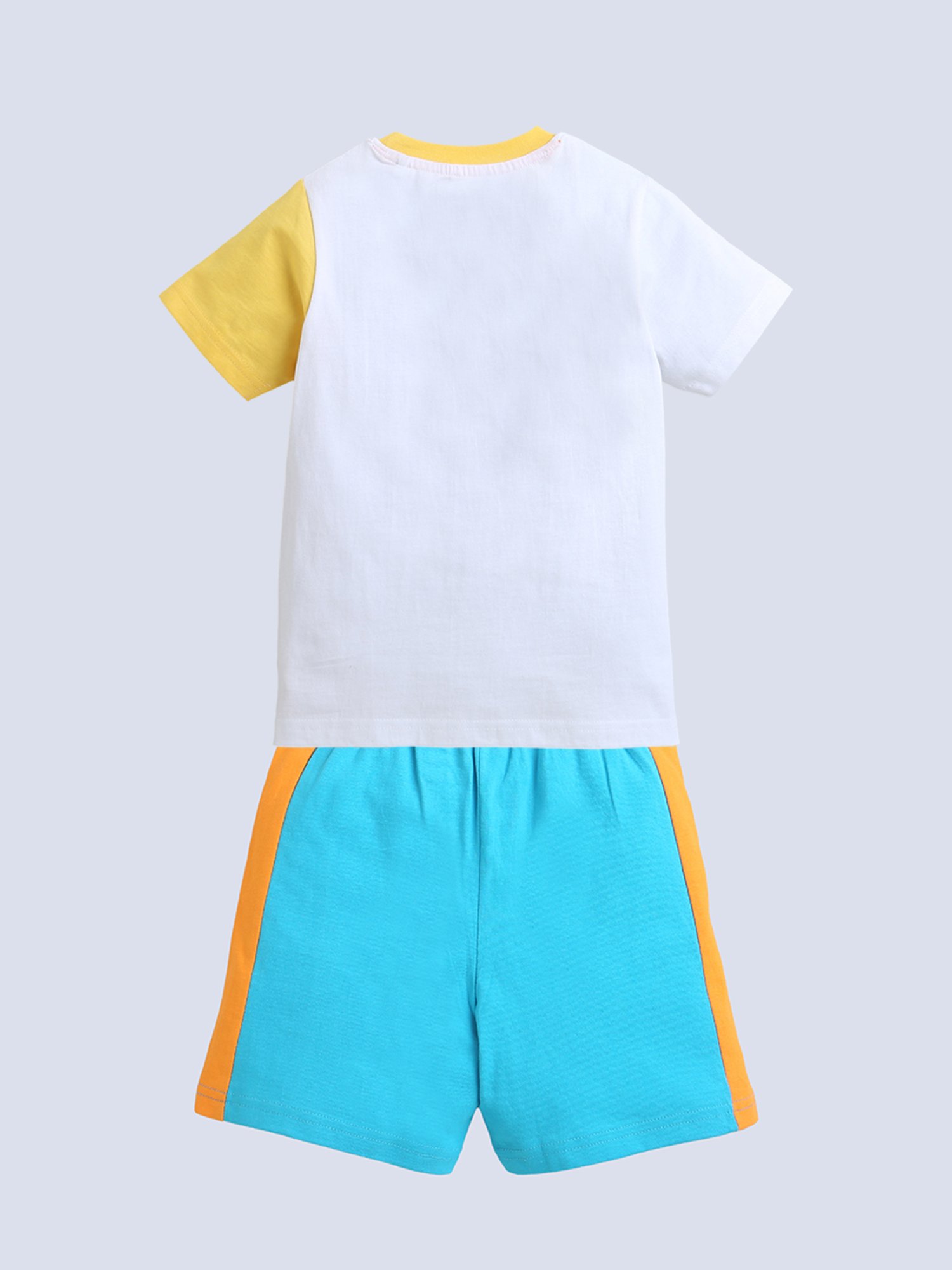 Bumzee Kids Multicolor Color Block T-Shirt with Shorts
