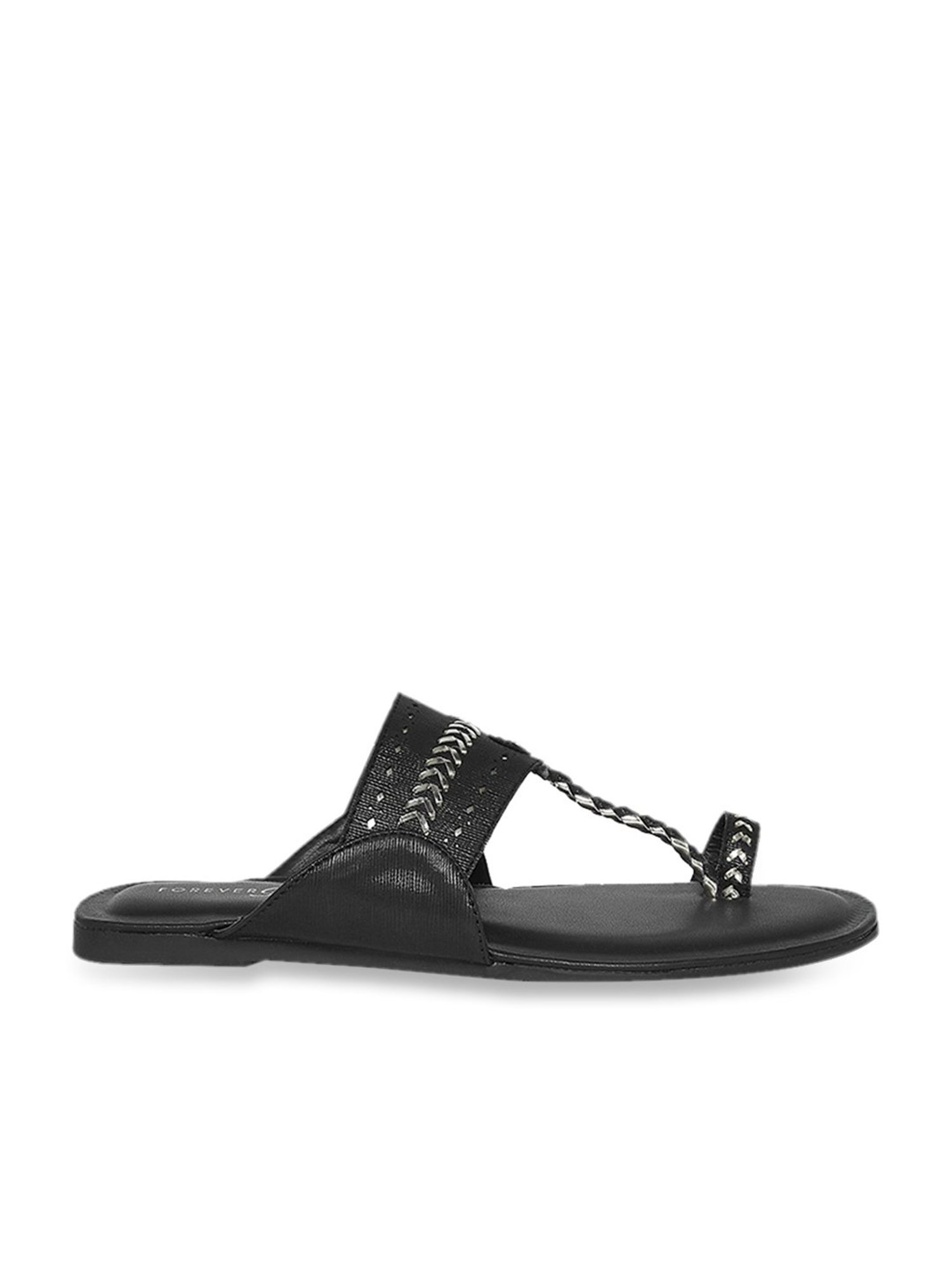 Forever Glam by Pantaloons Women's Black Toe Ring Sandals