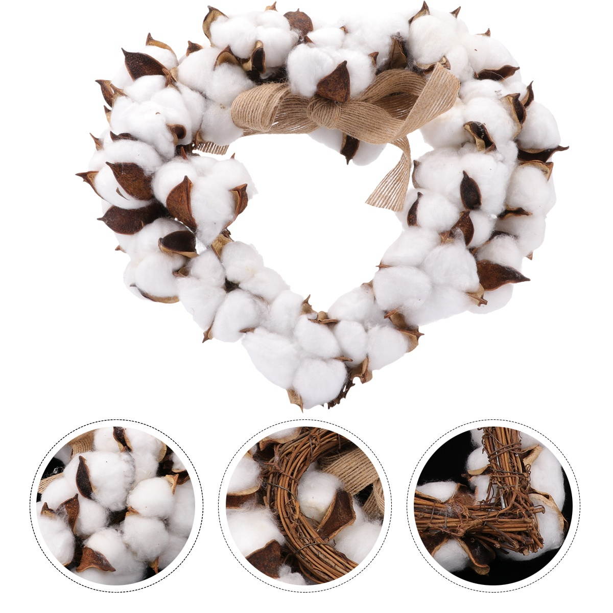 Natural Cotton Rattan Christmas Rattan Garland Garland Hanging Wreath Decor
