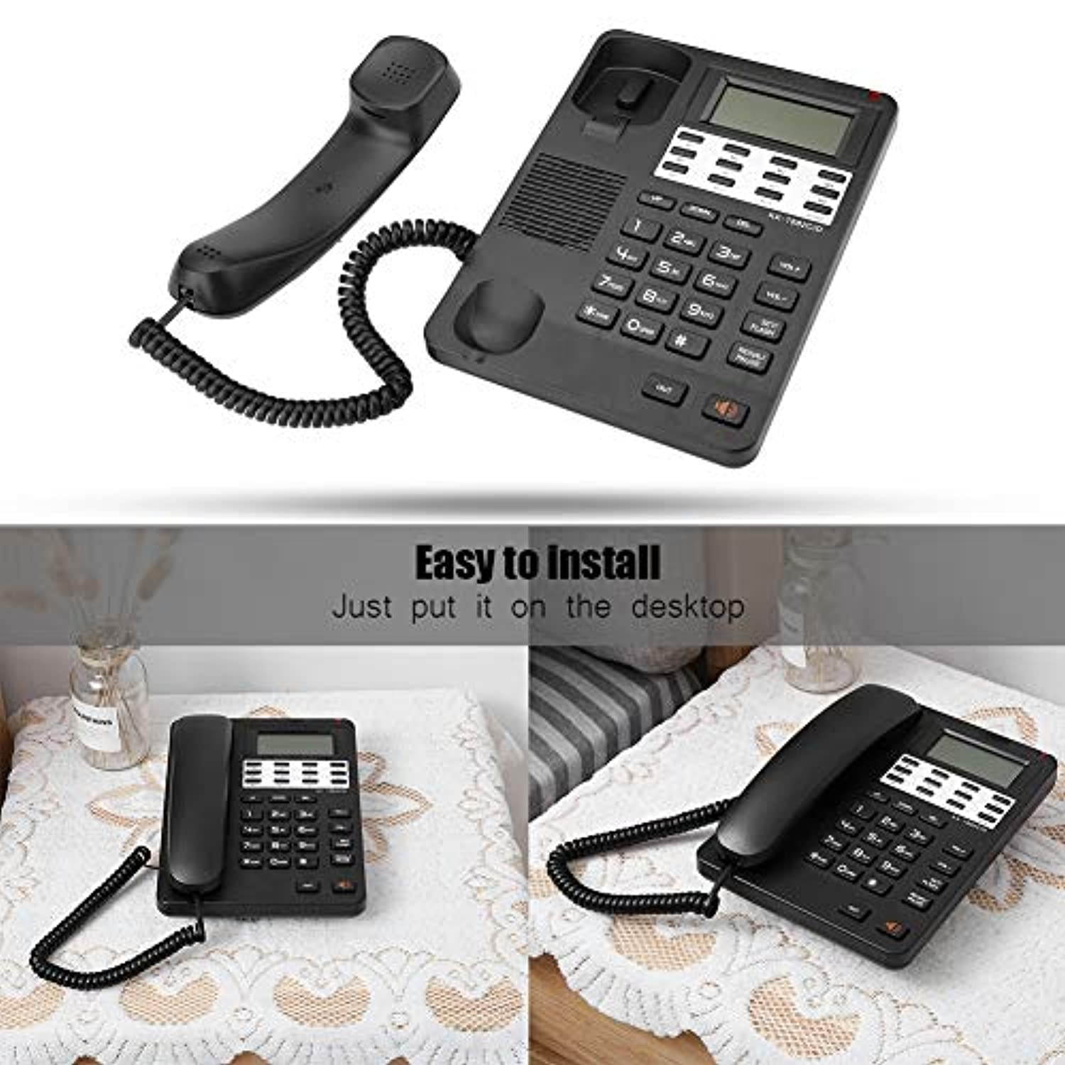 2-Line Landline Telephone Corded Phone with Caller ID LCD Display Speakerphone Handfree Do Not Disturb Alarm Function DTMF/FSK for Home Office Hotel, Black (Zeronewcv6mrqanb)