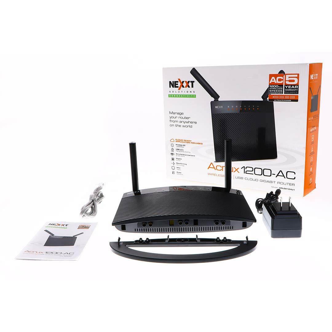 Nexxt Solutions Wireless Gigabit High-Speed AC1200 Dual-Band Router [Acrux 1200] | 1200Mbps Fast Ethernet with Signal Amplifying Antenna