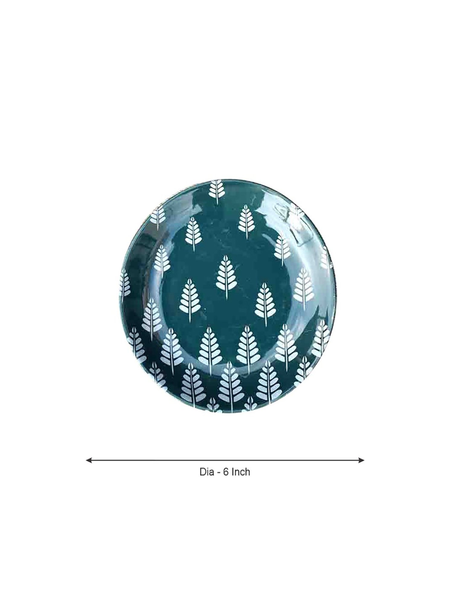 Fanusta Bahaar Green Ceramic Side Plate - Set of 1