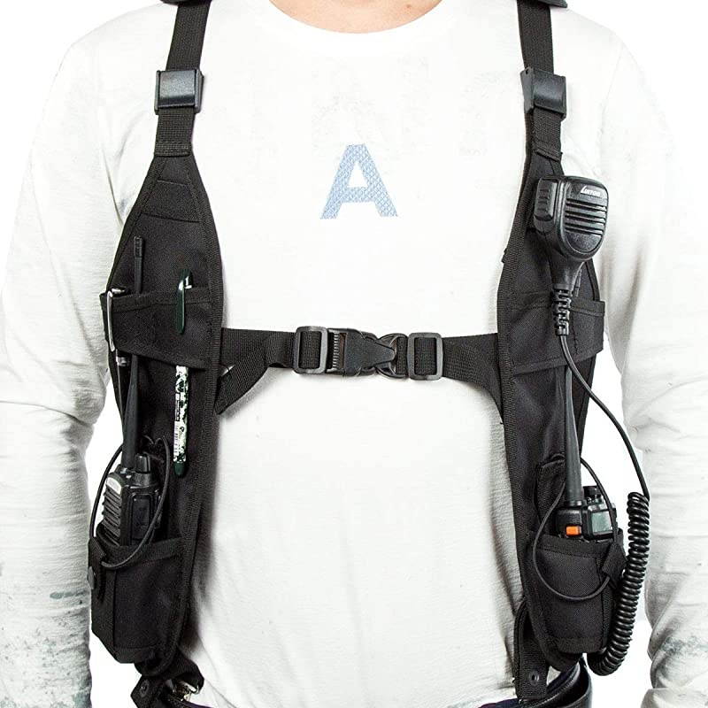 Shoulder Harness Holster Chest Holder Universal Vest Rig for Police Firefighter Two Way Search Rescue Essentials