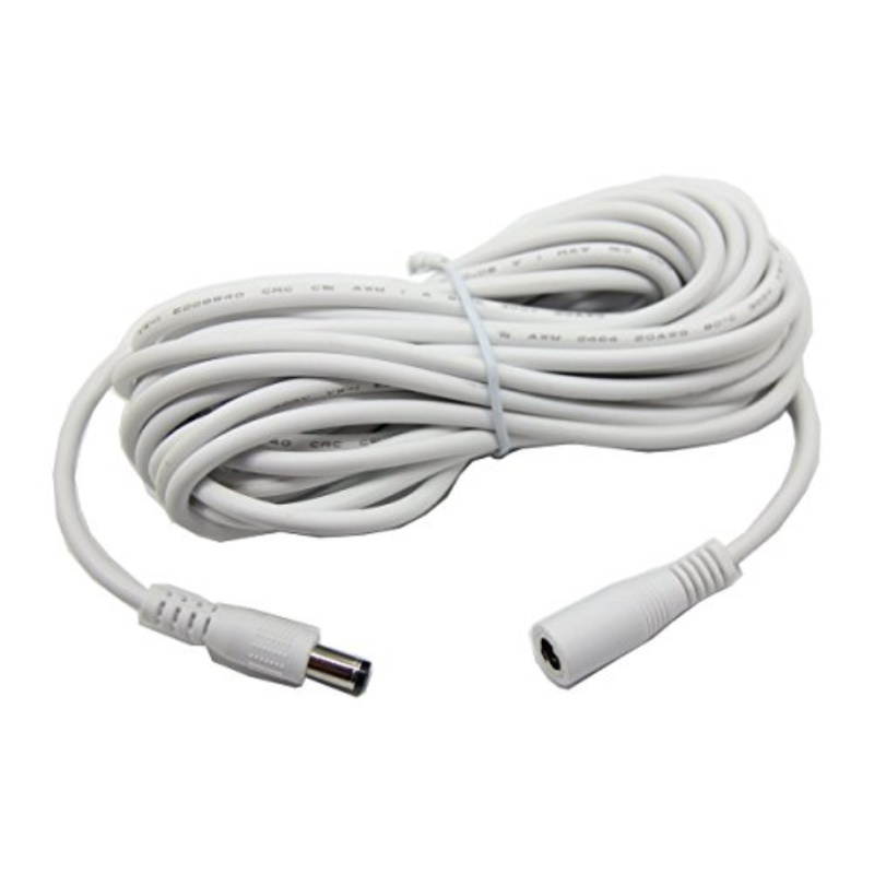 universal extension cablefor dericam s1, s2, b1, b2 series, compatible with 12v power adaper of other brands cctv/ip camera, 5.5mm dc plug white 10ft