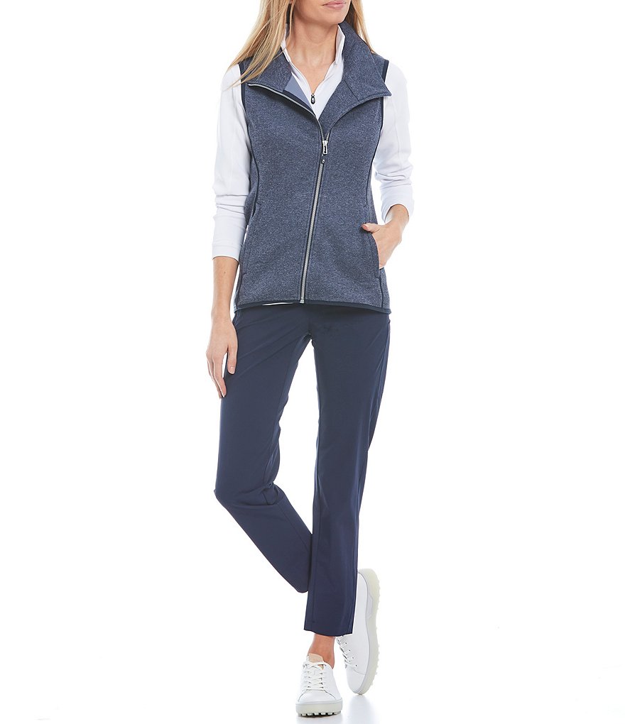 Cutter & Buck Mainsail Sweater-Knit Fleece Stand Collar Full Zip Vest