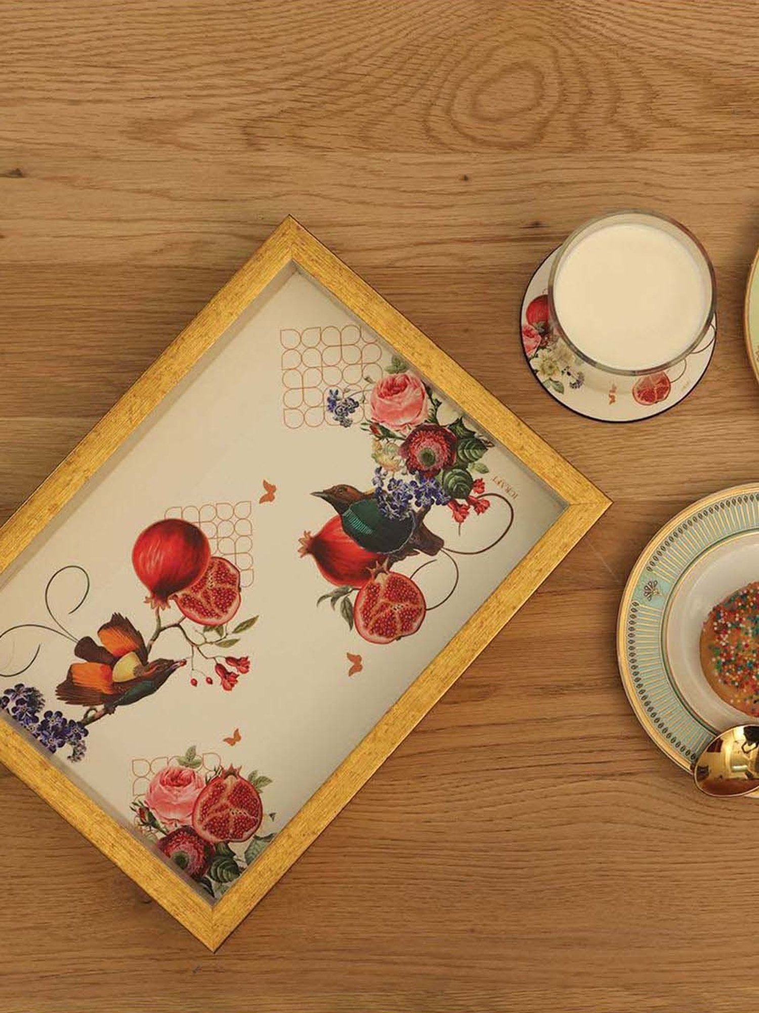 ICRAFT Multicolor Mdf Blossom Series Tray