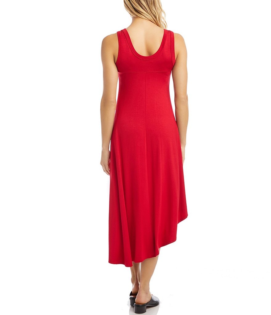 Karen Kane Asymmetrical Hi-Low Hem Scoop Neck Sleeveless Knit Dress