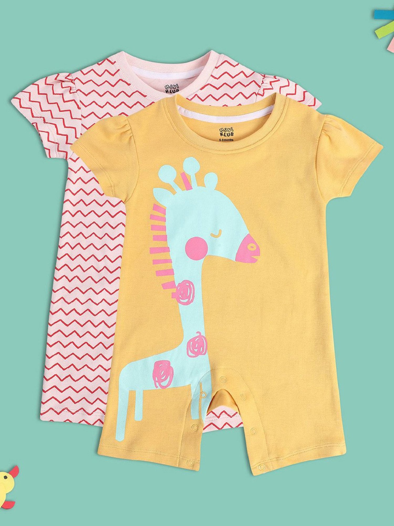 Berrytree Organic Kids Black Cotton Animals Print Rompers