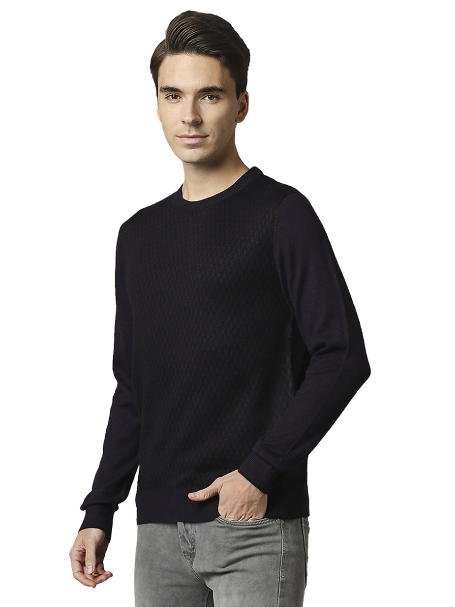 Raymond Purple  Regular Fit Printed Sweaters