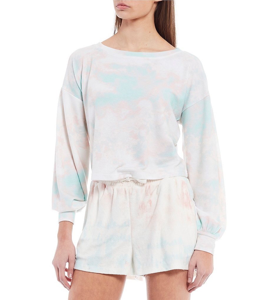 Coco + Jaimeson Coordinating Long Puff Sleeve Tie-Dyed Hacci Top