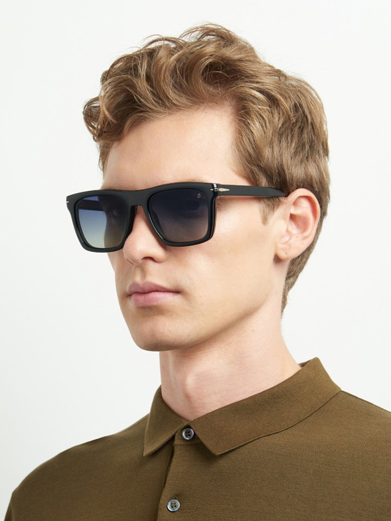DAVID BECKHAM Grey Rectangular Sunglasess For Men
