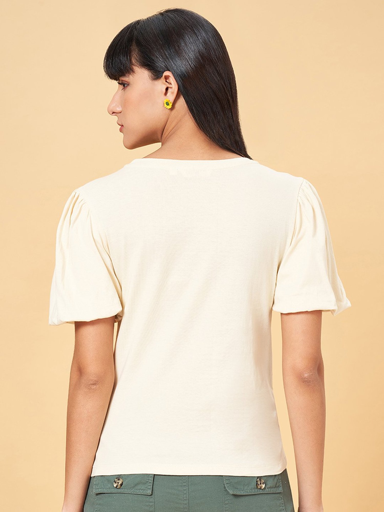 Honey by Pantaloons Off-White Cotton Embroidered Top